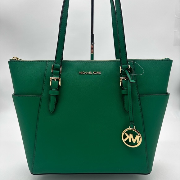 Michael Kors Handbags - Michael Kors Large Charlotte Tote Bag Green/Gold